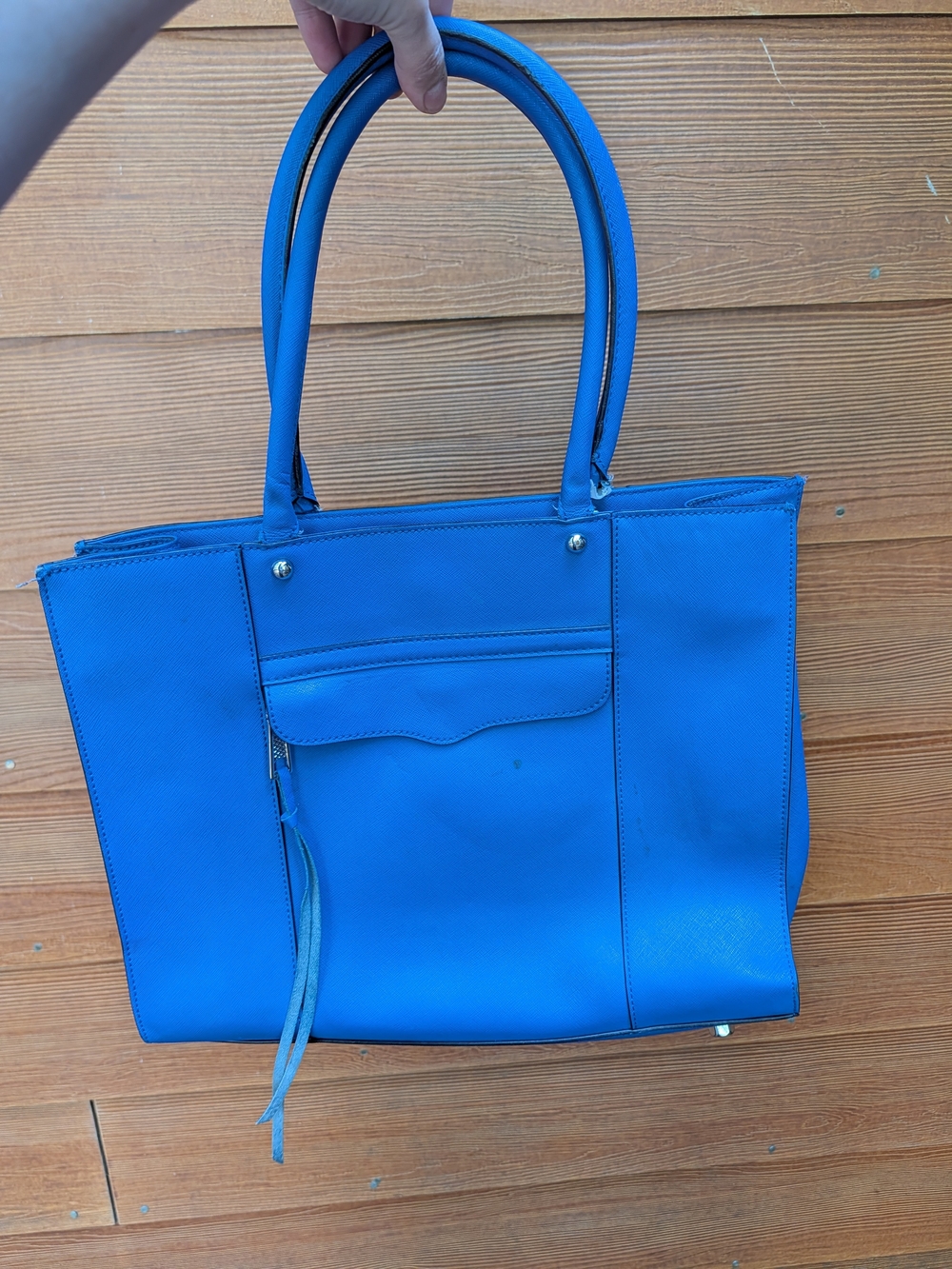 Blue Structured Tote Handbag - Women